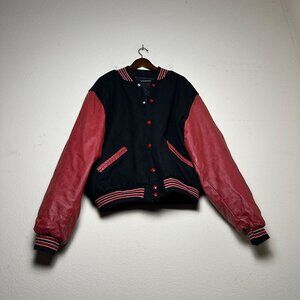 VTG Rennoc 80s Wool Leather Bomber Leathermen Quilted Jacket Men Red OS Retro
